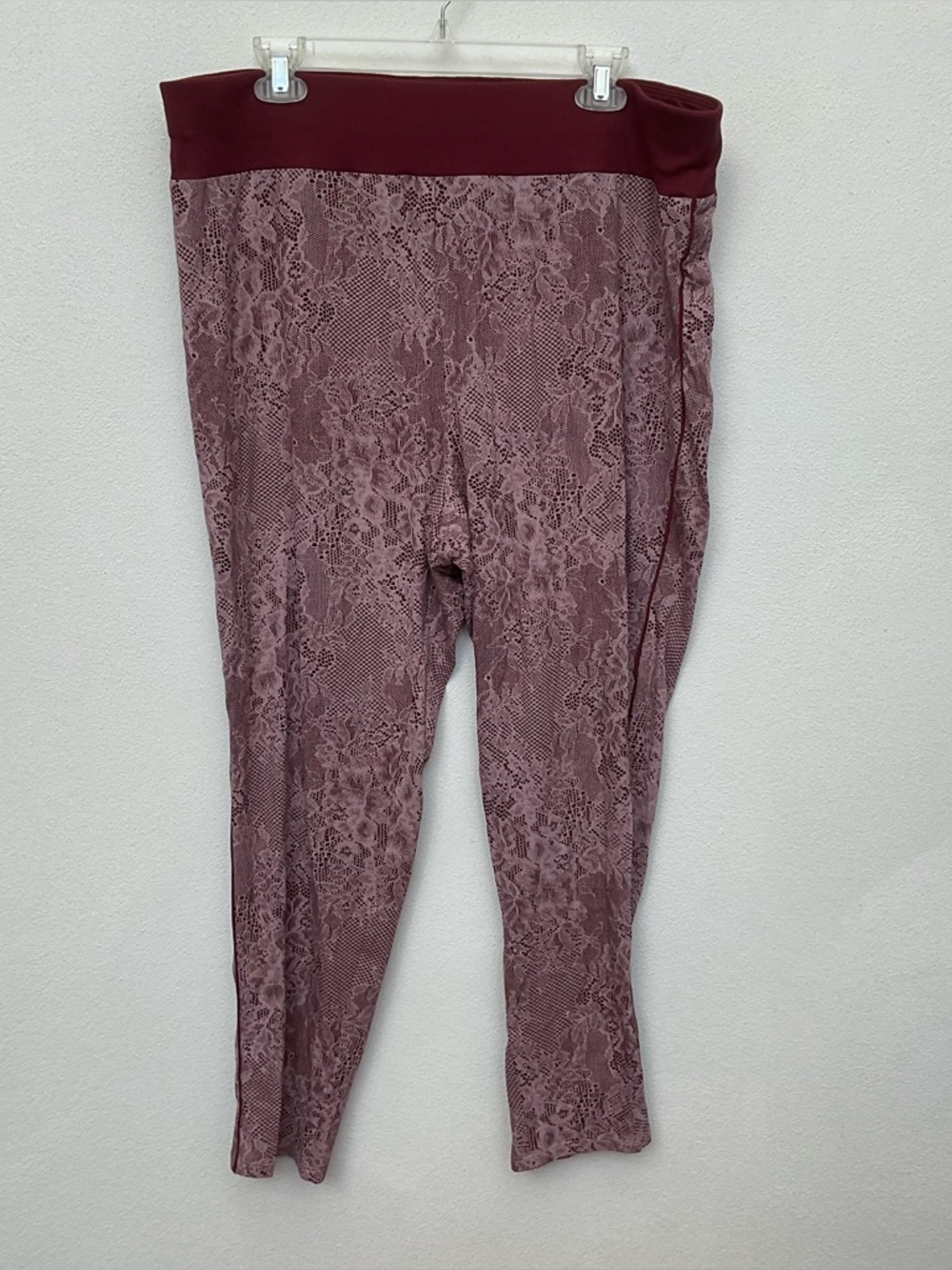 Sleep By Cacique Red, Dusty Pink Lace Print Pajama Pants Size 22/24 Lounge Comfy